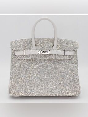 H BIRKIN 35 bling Snow White PHW Swarovski Sparkle White suede doblis platinum